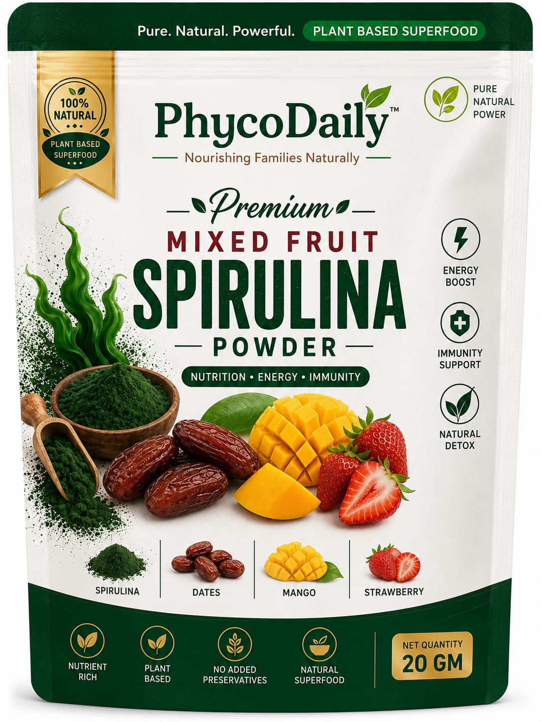 Premium Mixed Fruit Spirulina Powder — PhycoDaily